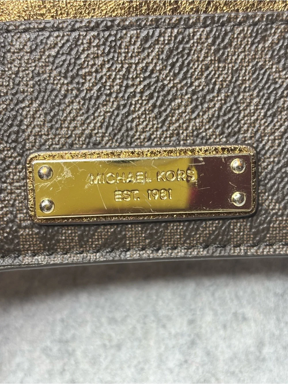 Michael Kors Dark Brown Card Holder with Gold Plate